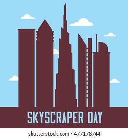 International Skyscraper Day Logo Design Template. Vector Illustration. flat style design