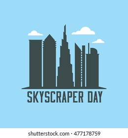 International Skyscraper Day Logo Design Template. Vector Illustration. flat style design