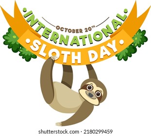International sloth day banner concept vector illustration