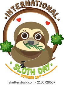 International sloth day banner concept vector illustration