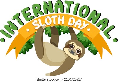 International sloth day banner concept vector illustration