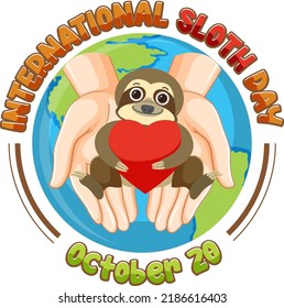 International sloth day banner concept vector illustration