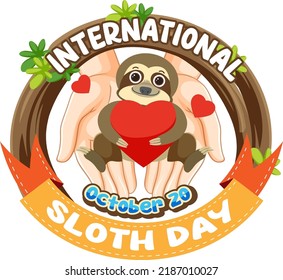 International sloth day banner concept vector illustration