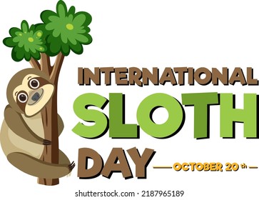 International sloth day banner concept vector illustration