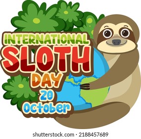 International sloth day banner concept vector illustration