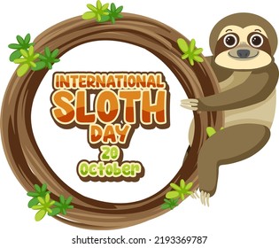 International sloth day banner concept vector illustration