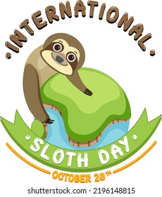 International sloth day banner concept vector illustration