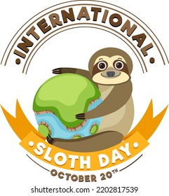 International sloth day banner concept vector illustration