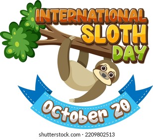 International sloth day banner concept vector illustration