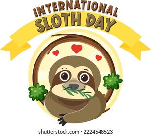 International sloth day banner concept vector illustration