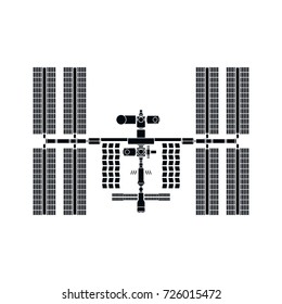 International Space Station detailed silhouette on white background. Isolated vector illustration.