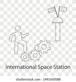 International Space Station  Icon On Transparency Background. Line Vector Illustration.