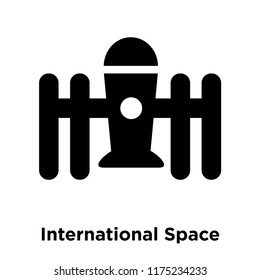 International Space Station Icon Vector Isolated On White Background, Logo Concept Of International Space Station Sign On Transparent Background, Filled Black Symbol