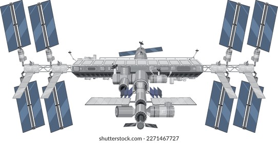 International Space Station (ISS) on White Background illustration