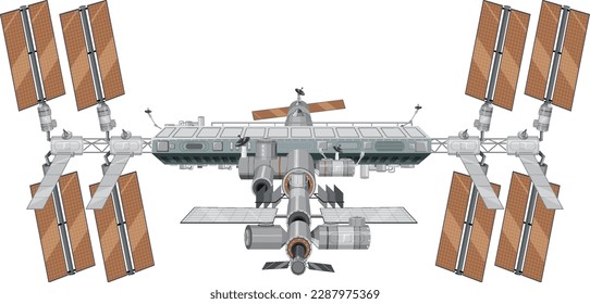 International Space Station (ISS) on White Background illustration