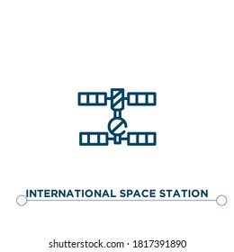 icono del vector de contorno de estación espacial internacional. ilustración de elemento simple. icono de esquema de estación espacial internacional a partir del concepto de astronomía editable. se puede usar para web y móvil
