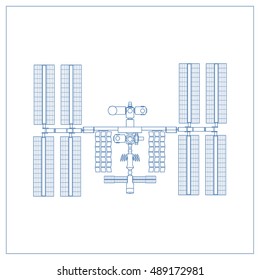 International Space Station Plot On White Background. Isolated Vector Illustration.