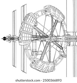 International Space Station Vector 01. An Illustration Of a Space Object Isolated On A White Background.