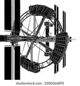 International Space Station Vector 02. An Illustration Of a Space Object Isolated On A White Background.