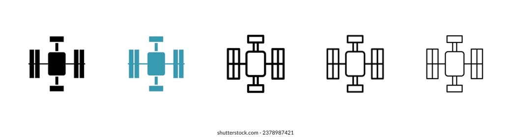 Icono de línea delgada vector de estación espacial internacional conjunto de diseños de web ui