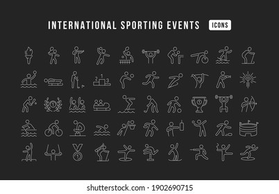 International Sporting Events. Collection of perfectly thin icons for web design, app, and the most modern projects. The kit of signs for category Holidays.
