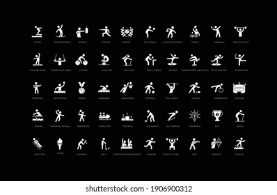 International Sporting Events. Collection of perfectly simple monochrome icons for web design, app, and the most modern projects. Universal pack of classical signs for category Holidays.