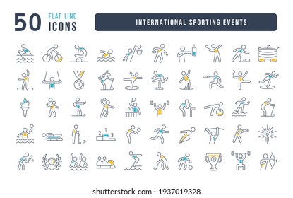 International Sporting Events. Collection of perfectly thin icons for web design, app, and the most modern projects. The kit of signs for category Holidays.