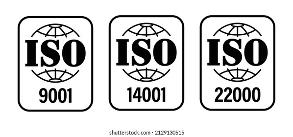 international standard organisation vecor icon. ISO-9001, ISO-14001, ISO-22000