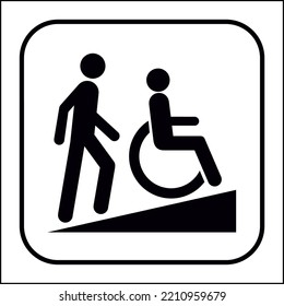 International Standard Public Information Signs Slope Or Ramped Access Disabled Person