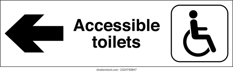International Standard Public information signs icon pictogram Full accessibility or toilets To The Left