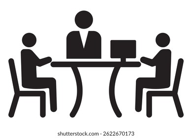 
International Standard Public information signs Conference facilities or meeting room,  business meeting with five figures seated around a table eps 10
