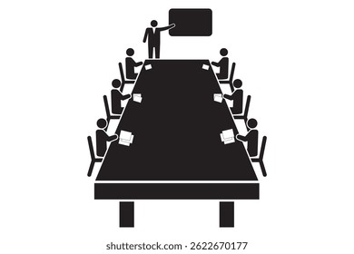
International Standard Public information signs Conference facilities or meeting room,  business meeting with five figures seated around a table eps 10