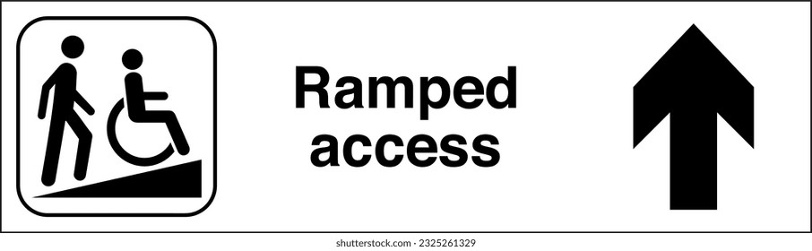 International Standard Public Information Symbol Signs Icon Pictogram Slope or ramped access Up From Here