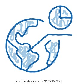 International Statistician sketch icon vector. Hand drawn blue doodle line art Worldwide Statistician Analytics, Earth Globe, Planet Sphere sign. isolated symbol illustration