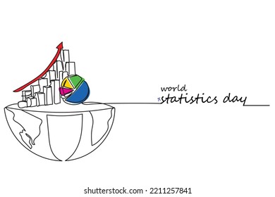 International statistics day. World statistical analysis. Foreground is graphs, statistics Indicates the positive direction.It was created by the United Nations Statistical Commission. Authenticity