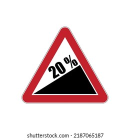 International steep climb road sign isolated on white background. Vector illustration.