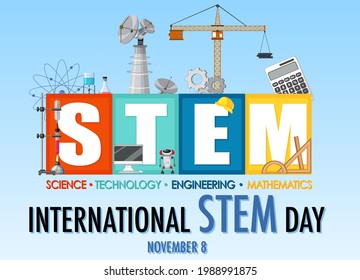 International STEM Day On November 8th Banner With STEM Logo Illustration