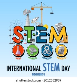 International STEM day on November 8th banner with STEM logo illustration