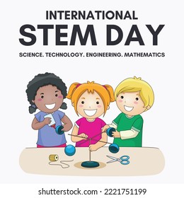 International Stem Day White Aesthetic Background.