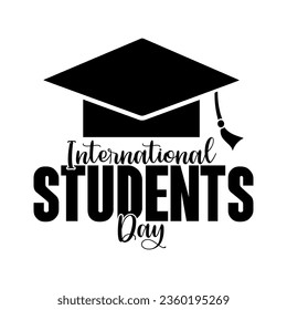 International student day lettering with happy student vector illustration.