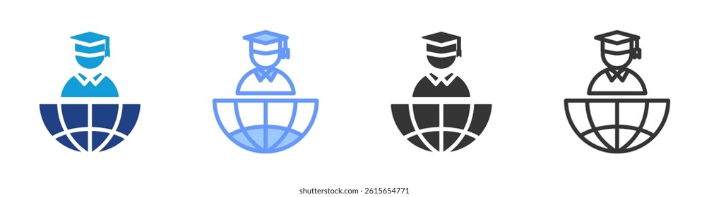 International Student icon set multiple style collection