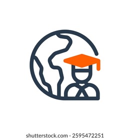 International Student for Study Abroad Vector Icon