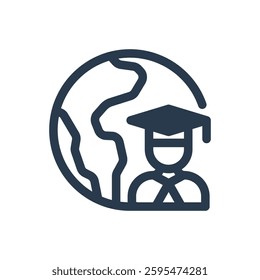 International Student for Study Abroad Vector Icon