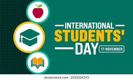 International Students' Day background or banner design template is observed every year in November. Holiday concept. Template for card, poster, placard, template.