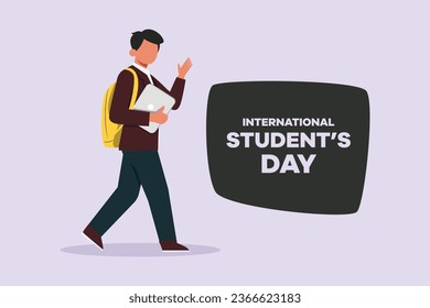 International student's day concept. Happy students. Colored flat vector illustration isolated.