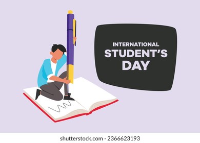 International student's day concept. Happy students. Colored flat vector illustration isolated.