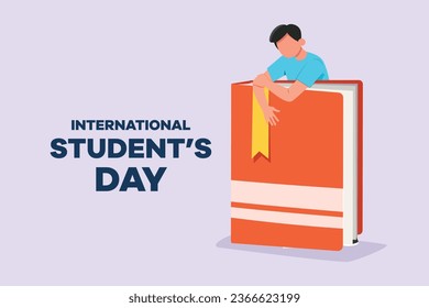 International student's day concept. Happy students. Colored flat vector illustration isolated.
