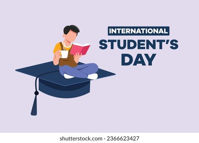  International student's day concept. Happy students. Colored flat vector illustration isolated.