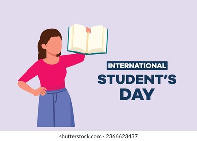  International student's day concept. Happy students. Colored flat vector illustration isolated.