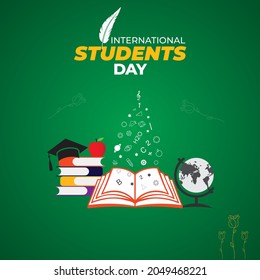 Journée internationale des étudiants. 17 novembre. Concept de la journée mondiale des étudiants. Modèle pour fond d'écran, bannière, carte, affiche. Illustration vectorielle.